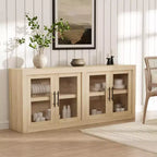 Bahut de 179,8 cm avec 4 portes, buffet moderne de style rustique avec rangements, console multimédia en bois pour le salon et la cuisine