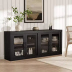 Bahut de 179,8 cm avec 4 portes, buffet moderne de style rustique avec rangements, console multimédia en bois pour le salon et la cuisine