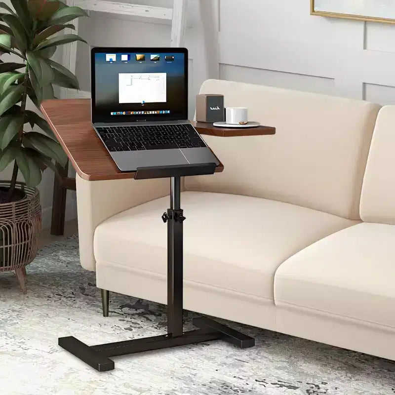 Bureau debout à hauteur réglable avec roulettes dissimulées, table d'appoint pour ordinateur avec plateau divisé inclinable pour bureau, canapé, lit médicalisé