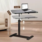 Bureau debout à hauteur réglable avec roulettes dissimulées, table d'appoint pour ordinateur avec plateau divisé inclinable pour bureau, canapé, lit médicalisé