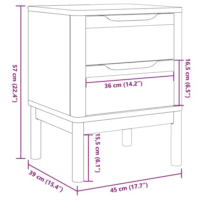 Table de chevet en pin massif blanc Petite table de chevet
