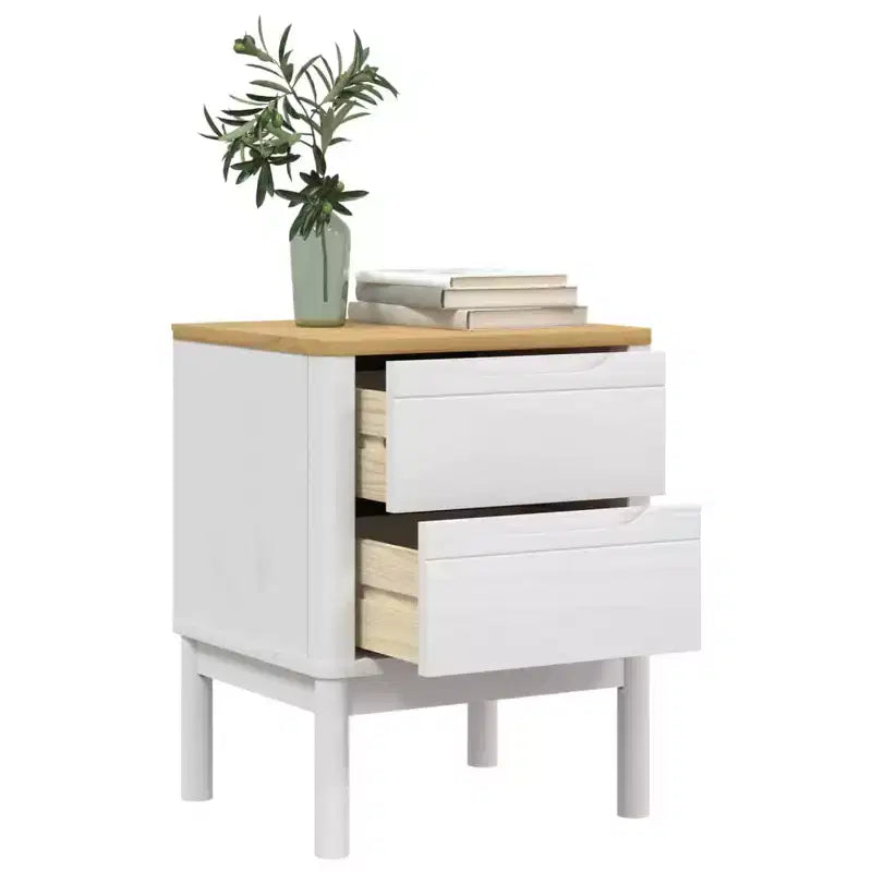 Table de chevet en pin massif blanc Petite table de chevet