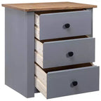 Table de Chevet Gris et Pin Massif Naturel 46x40x57 cm