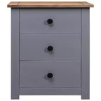 Table de Chevet Gris et Pin Massif Naturel 46x40x57 cm