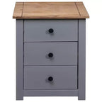 Table de Chevet Gris et Pin Massif Naturel 46x40x57 cm