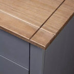 Table de Chevet Gris et Pin Massif Naturel 46x40x57 cm