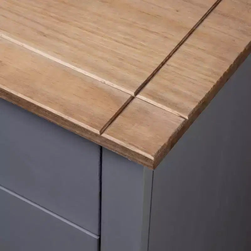 Table de Chevet Gris et Pin Massif Naturel 46x40x57 cm