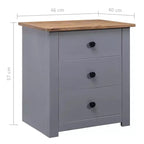 Table de Chevet Gris et Pin Massif Naturel 46x40x57 cm