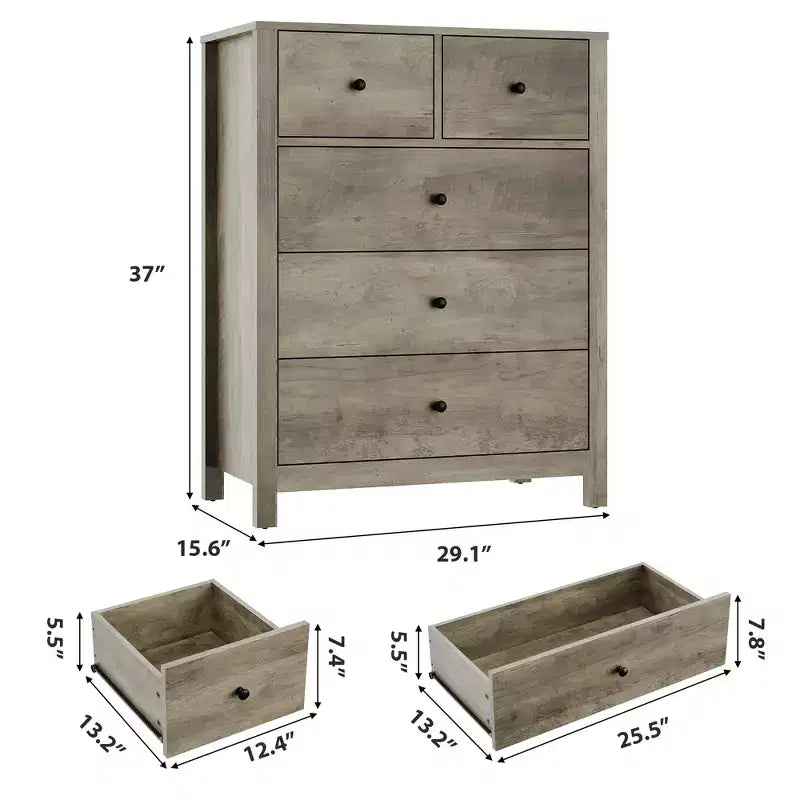 Commode 5 tiroirs Acekool, meuble de rangement vertical moderne avec tiroirs pour chambre, entrée ou bureau à domicile