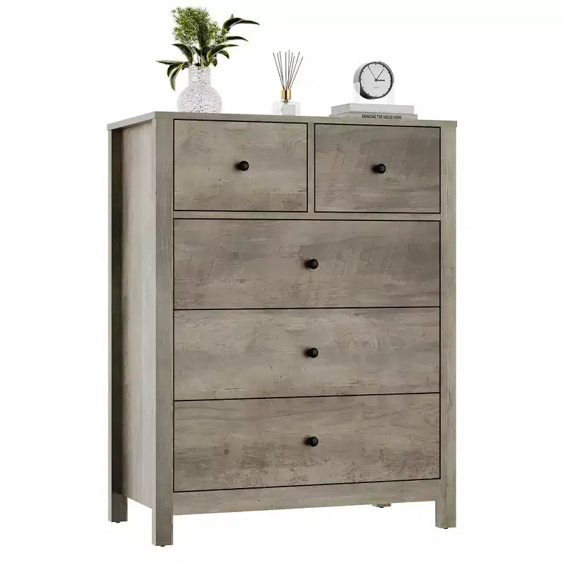 Commode 5 tiroirs Acekool, meuble de rangement vertical moderne avec tiroirs pour chambre, entrée ou bureau à domicile