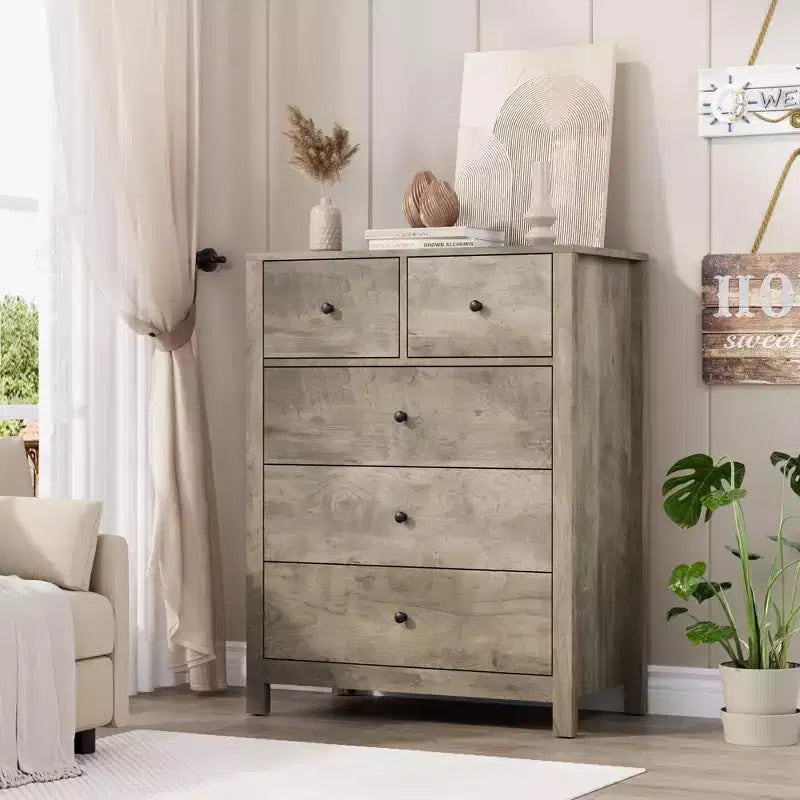 Commode 5 tiroirs Acekool, meuble de rangement vertical moderne avec tiroirs pour chambre, entrée ou bureau à domicile