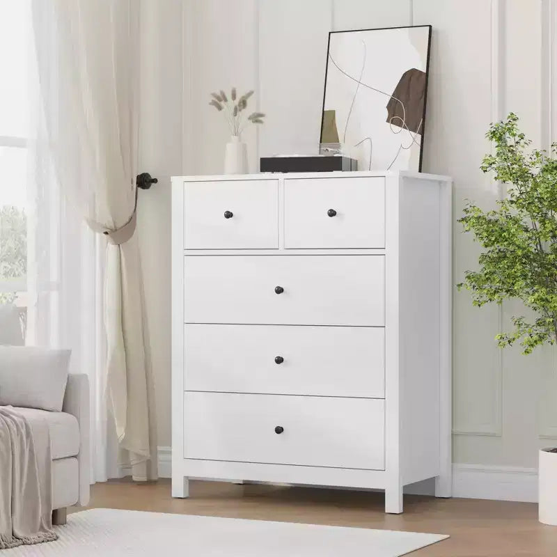 Commode 5 tiroirs Acekool, meuble de rangement vertical moderne avec tiroirs pour chambre, entrée ou bureau à domicile