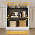 Bibliothèque à 5 niveaux sur pied avec design en colonnes romaines, meuble blanc et blanc chaud, étagères gris foncé, bibliothèque ouverte moderne pour salon