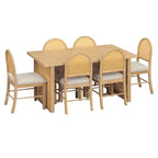 Ensemble table à manger 7 pièces pour 6 personnes, table à manger rectangulaire de 152 cm avec chaises rembourrées, table de petit-déjeuner en rotin pour cuisine, salle à manger
