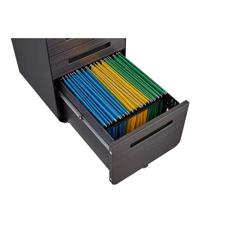 Classeur mobile à 3 tiroirs avec serrure, petit classeur avec 5 roulettes, design anti-basculement, classeur à roulettes entièrement assemblé