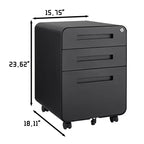 Classeur mobile à 3 tiroirs avec serrure, petit classeur avec 5 roulettes, design anti-basculement, classeur à roulettes entièrement assemblé