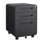 3 Drawer Mobile File Cabinet with Lock, Small Filing Cabinet 5 Wheel Anti-Tilt Design Rolling File Cabinet Fully Assembled File Cabinets