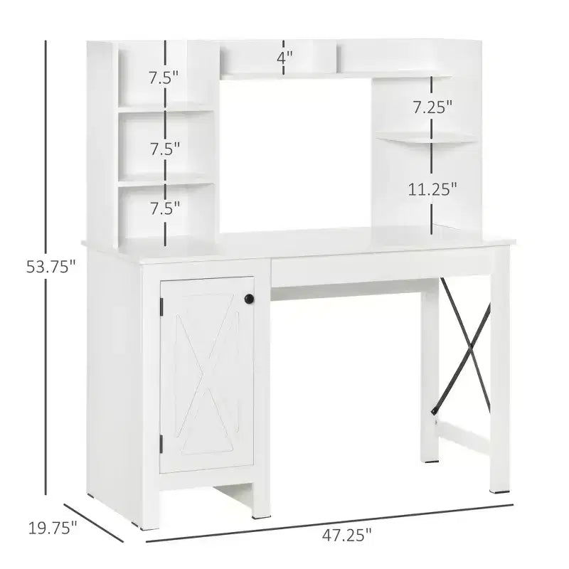 Bureau informatique avec étagère, bureau d'ordinateur à domicile avec armoire de rangement