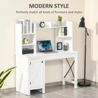 Bureau informatique avec étagère, bureau d'ordinateur à domicile avec armoire de rangement