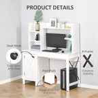 Bureau informatique avec étagère, bureau d'ordinateur à domicile avec armoire de rangement