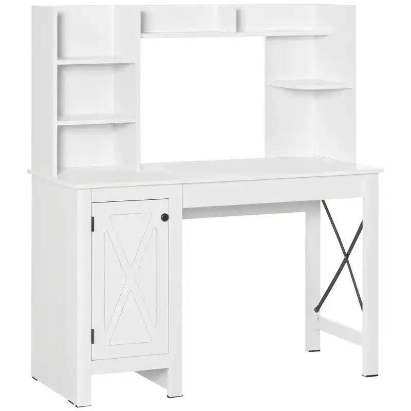 Bureau informatique avec étagère, bureau d'ordinateur à domicile avec armoire de rangement