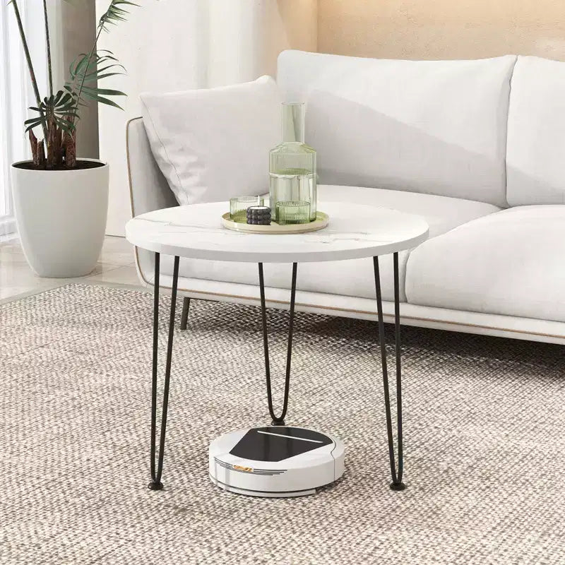 Table basse Costway aspect marbre avec pieds en métal pour salon/bureau, blanc