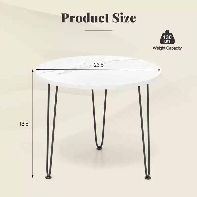Table basse Costway aspect marbre avec pieds en métal pour salon/bureau, blanc