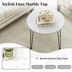 Table basse Costway aspect marbre avec pieds en métal pour salon/bureau, blanc