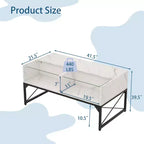Table basse LED Costway avec 4 cubes de rangement, plateau en faux marbre et verre trempé pour salon, blanc