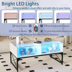 Table basse LED Costway avec 4 cubes de rangement, plateau en faux marbre et verre trempé pour salon, blanc