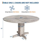 Table à manger ronde de 47 pouces pour 4 personnes, table de cuisine en bois de style ferme, table de dîner circulaire pour cuisine, salon, salle à manger