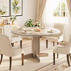 Table à manger ronde de 47 pouces pour 4 personnes, table de cuisine en bois de style ferme, table de dîner circulaire pour cuisine, salon, salle à manger