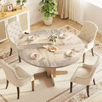 Table à manger ronde de 47 pouces pour 4 personnes, table de cuisine en bois de style ferme, table de dîner circulaire pour cuisine, salon, salle à manger