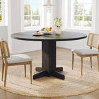47 Inch Round Dining Table for 4,Farmhouse Wood Kitchen Table, Circle Dinner Table for Kitchen, Living Room, Dining Room