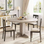 Table à manger ronde de 47 pouces pour 4 personnes, table de cuisine en bois de style ferme, table de dîner circulaire pour cuisine, salon, salle à manger