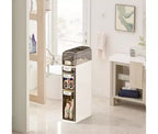 4-Tier Slim Storage Cabinet with Wheels, 7.1 Wide Freestanding Organizer with 3 Drawers & Toilet Paper Holder, for Bathroom, Kitchen