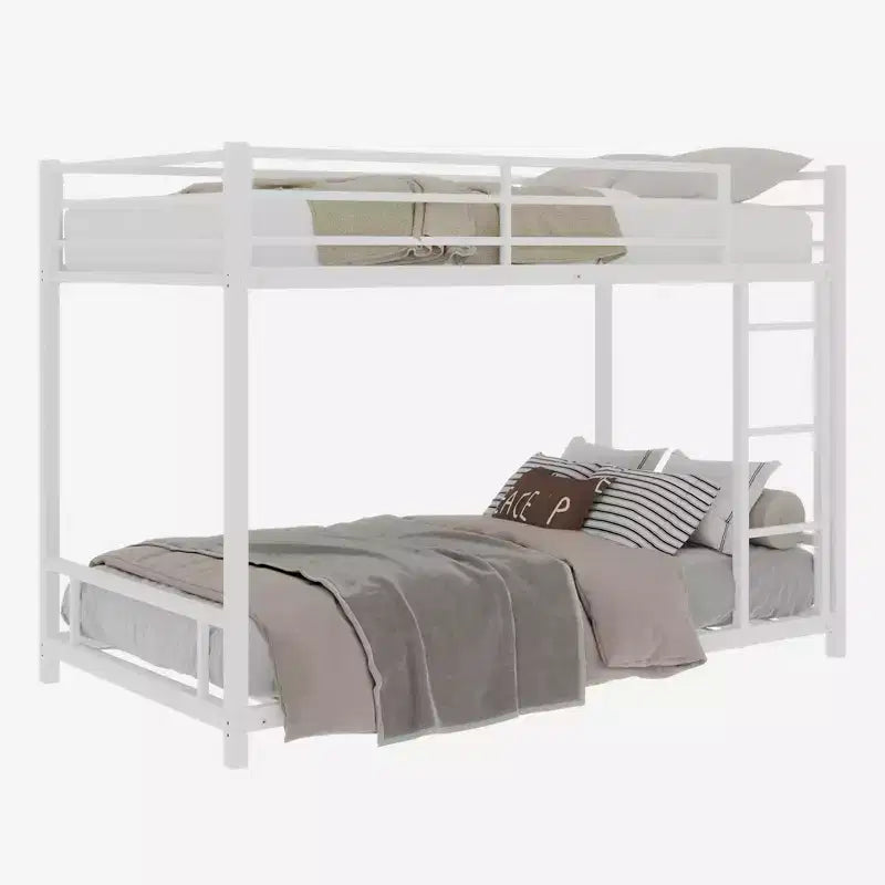 Bellemave Lit Superposé Jumeau en Métal/ Métal Robuste/ Bruit Réduit/ Rail de Sécurité/ Pas de Sommier Tapissier Requis, Blanc