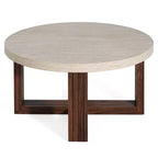 Table basse ronde moderne Christopher Knight Home Zarya avec plateau à motif marbre et piètement croisé