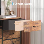 Commode à 13 tiroirs en tissu pour chambre à coucher, meuble TV long avec prise de courant et lumière LED