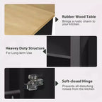 Îlot de cuisine noir de 47 pouces avec table à manger extensible, table de cuisine en placage de bois d'hévéa avec étagère de rangement interne