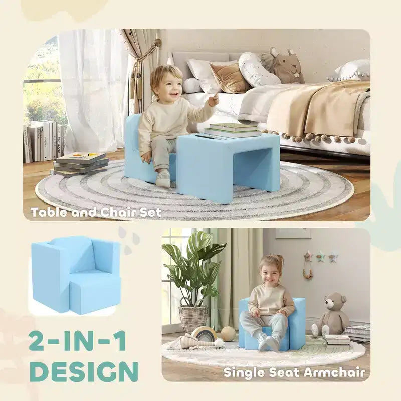 Ensemble table et chaises convertible 2-en-1 pour garçons et filles