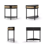 31,5 Table console d'entrée moderne avec rangement, Table de couloir demi-lune avec portes en rotin, Étagère inférieure pour salon - Panipeachy