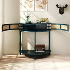 31,5 Table console d'entrée moderne avec rangement, Table de couloir demi-lune avec portes en rotin, Étagère inférieure pour salon - Panipeachy