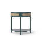 31,5 Table console d'entrée moderne avec rangement, Table de couloir demi-lune avec portes en rotin, Étagère inférieure pour salon - Panipeachy
