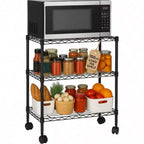 3 Tier Wire Shelving Unit Storage Rack Metal Heavy Duty Utility Garage Laundry Durable Black Shelves 14x24x30 Inch