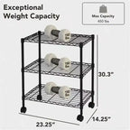 Étagère métallique à 3 niveaux robuste de 35,6 x 61 x 76,2 cm pour rangement garage buanderie noir