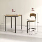 Ensemble table et chaises de bar 3 pièces, petite table et chaises de cuisine, table à manger carrée avec 2 tabourets et noir
