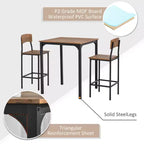 Ensemble table et chaises de bar 3 pièces, petite table et chaises de cuisine, table à manger carrée avec 2 tabourets et noir