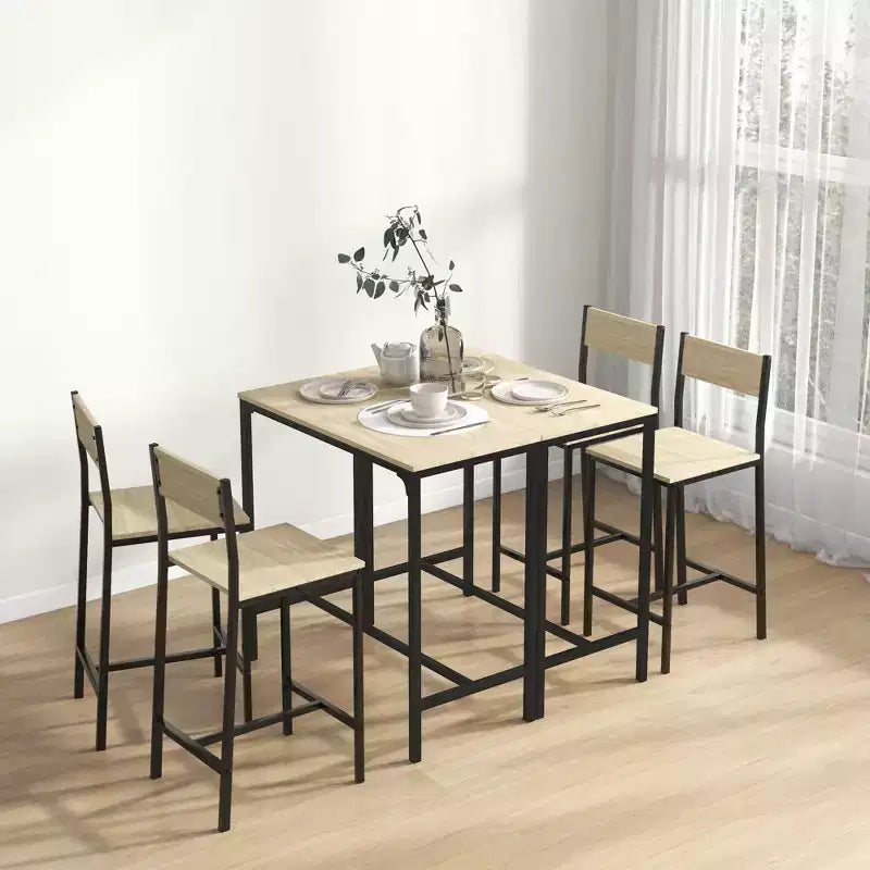 Ensemble table et chaises de bar 3 pièces, petite table et chaises de cuisine, table à manger carrée avec 2 tabourets et noir