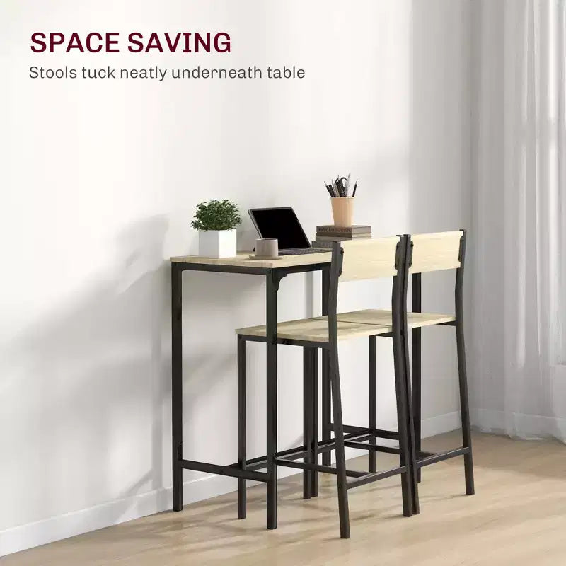 Ensemble table et chaises de bar 3 pièces, petite table et chaises de cuisine, table à manger carrée avec 2 tabourets et noir